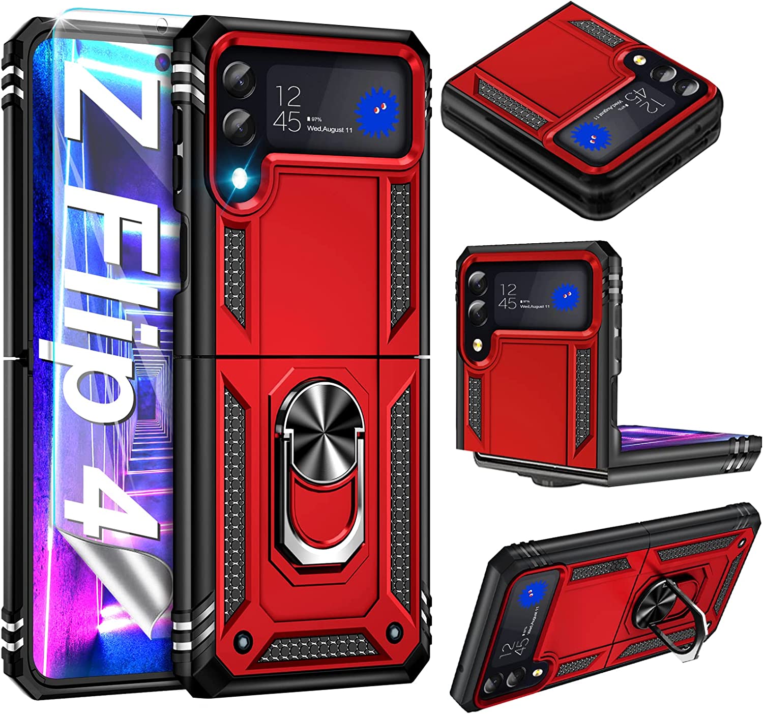 Coque hybride avec anneau pour Samsung Galaxy Z Flip 4 5G Coque hybride avec anneau pour Samsung Galaxy Z Flip 4 5G